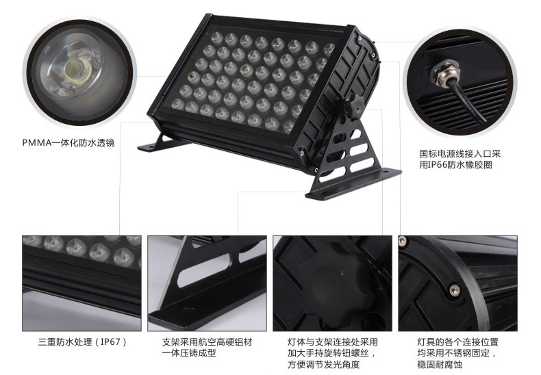 QDLED-F006七彩RGB大功率LED泛光燈燈具細(xì)節(jié)描述