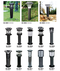 黑色圓柱形LED太陽(yáng)能草坪燈