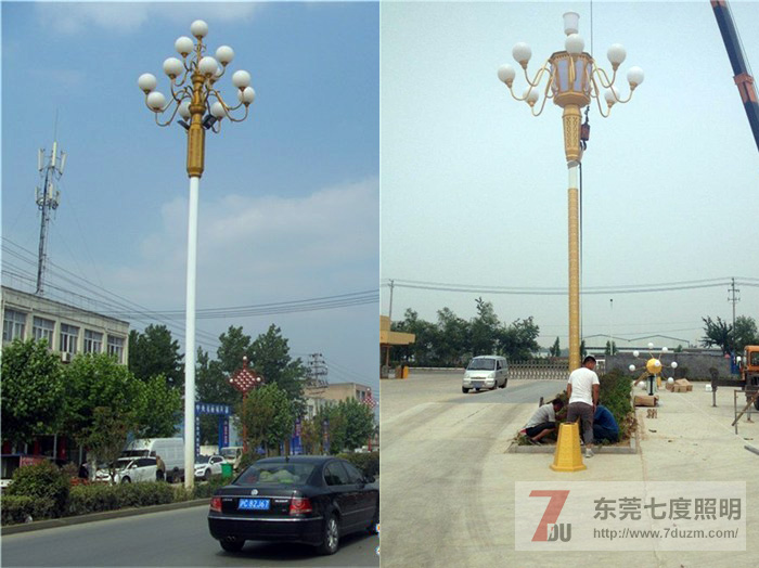 東莞七度照明廣場(chǎng)中華燈安裝效果與安裝現(xiàn)場(chǎng)
