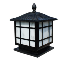 瓦楞井字格方形云石柱頭燈