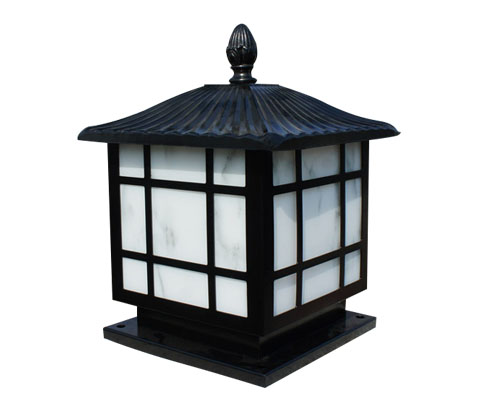 瓦楞井字格方形云石柱頭燈