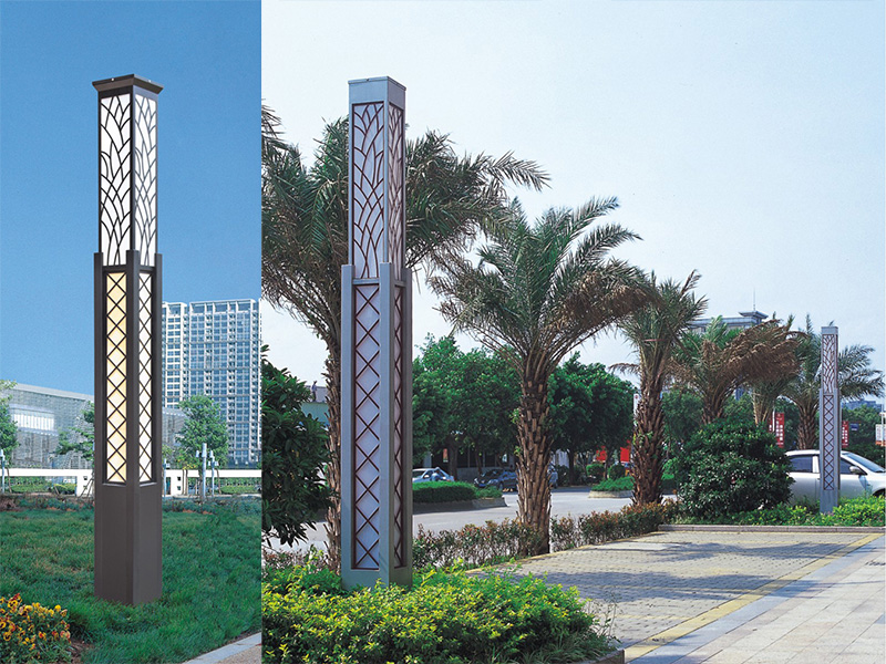 (QDJGDZ-004)雙層內(nèi)透光景區(qū)廣場方形景觀燈柱安裝實景效果