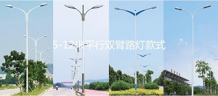 七度照明8米LED路燈雙臂路燈桿樣式圖片大全