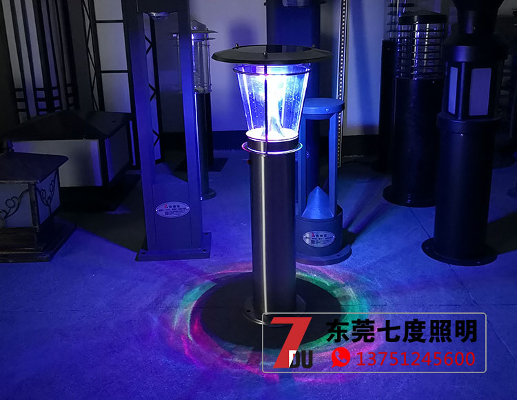 戶外園林不銹鋼七彩太陽(yáng)能led草坪燈