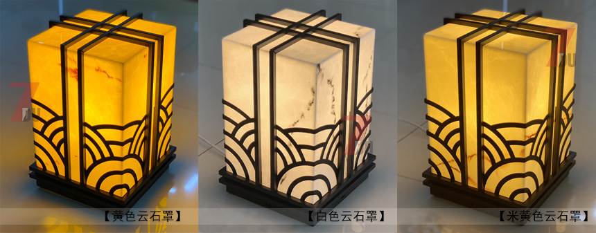 (QDZTD-012)景觀園林浪花款方柱形云石柱頭燈不同顏色云石透光燈罩效果