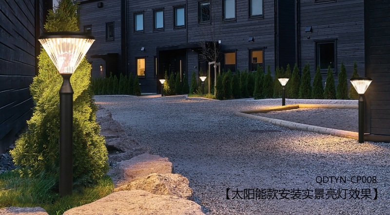 (QDTYN-CP008)太陽能款鉆石型簡約led草坪燈亮燈實景圖片