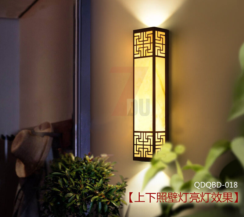 (QDQBD-018)長(zhǎng)方體新中式仿云石墻壁燈上下照亮燈實(shí)景展示