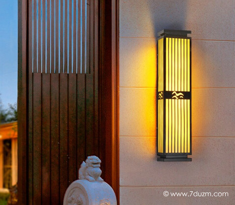 (QDQBD-YS021)別墅室外大門兩側簡約中式墻壁燈安裝實拍效果2
