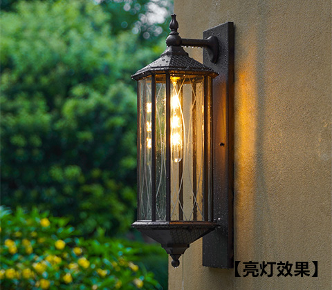 (QDQBD-FG02)歐式仿古大門門柱墻壁燈亮燈效果實拍